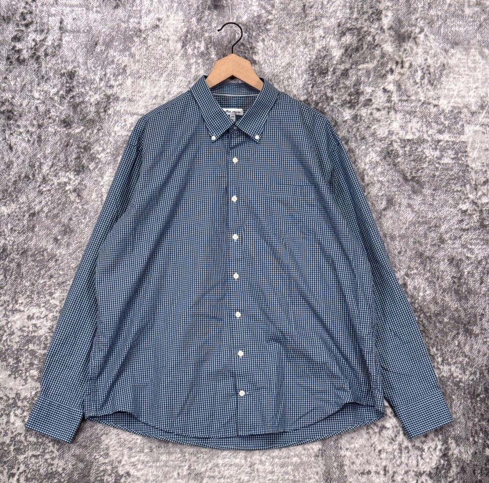 Peter Millar Shirt XXL Mens Blue Gingham Crown Long Sleeve Button Up